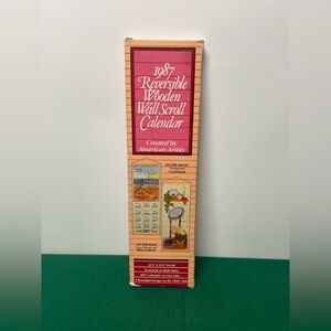 1987 Reversible Wooden Wall Scroll Calendar